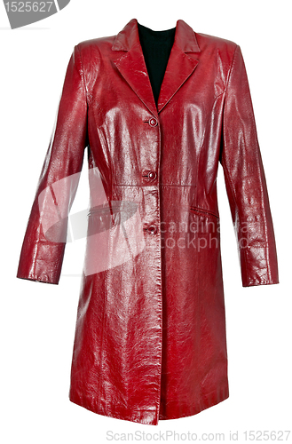 Image of red leather coat female