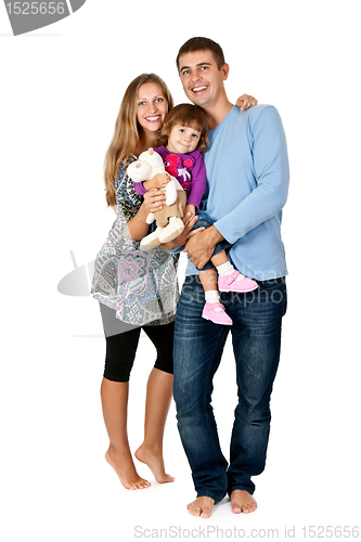 Image of happy father, mother and daughter