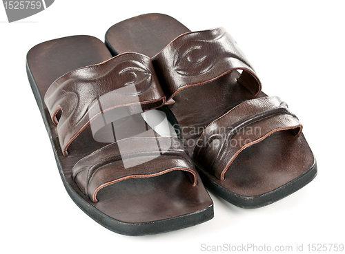 Image of a pair of leather slippers for men