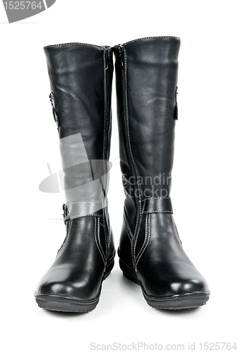 Image of a pair of black leather women's winter boots