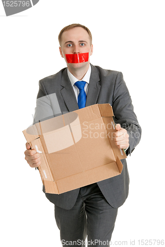 Image of man with his mouth sealed