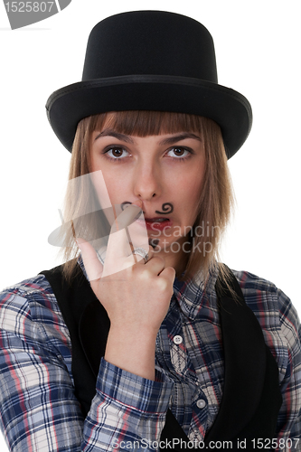 Image of girl with painted mustaches