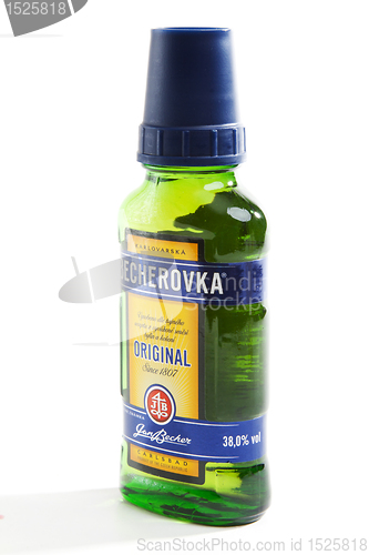 Image of Small bottle becherovka of the alcohol