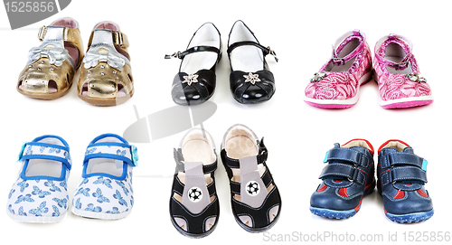 Image of Collage from six pairs baby footwear