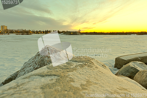 Image of Wascana lake freezing