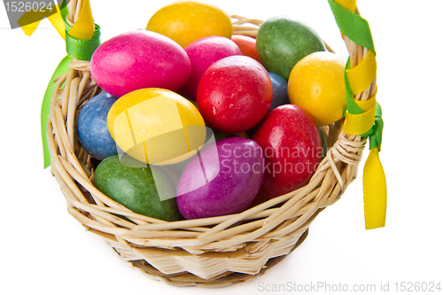 Image of colorful easter eggs in basket