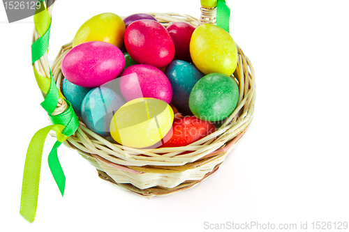 Image of colorful easter eggs in basket