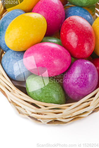 Image of colorful easter eggs in basket