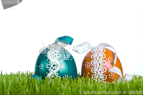 Image of easter eggs in grass