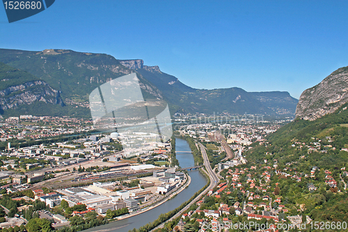 Image of Grenoble river and mountains