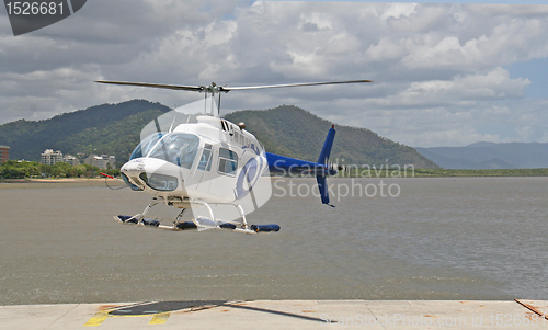 Image of helicopter on pontoon