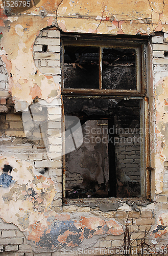 Image of Burned old house window