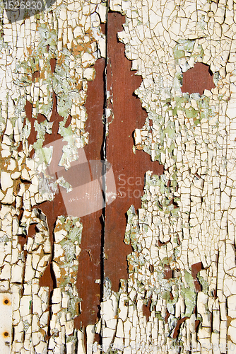 Image of Ancient wooden wall peeling paint architecture