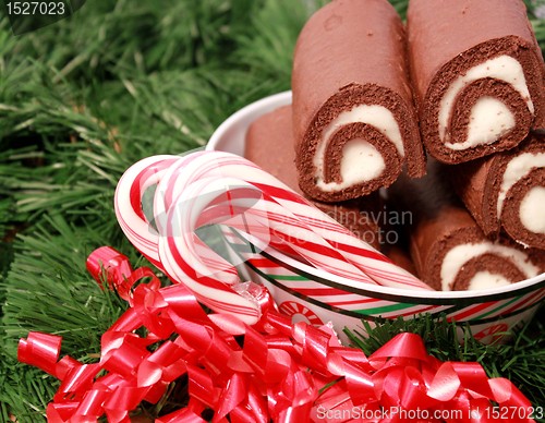 Image of Christmas bowl of chocolate cakes