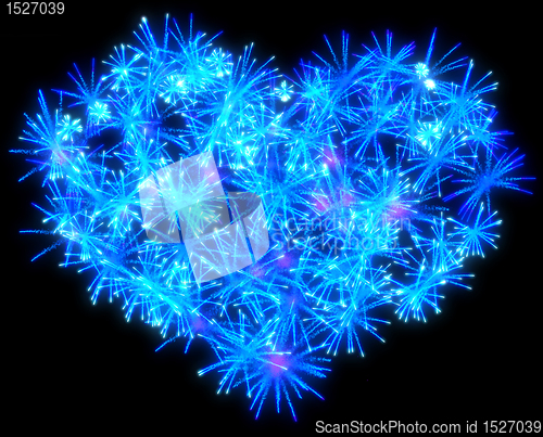 Image of Valentines Day blue Fireworks heart shape