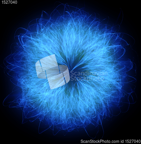 Image of Blue round abstraction over black background