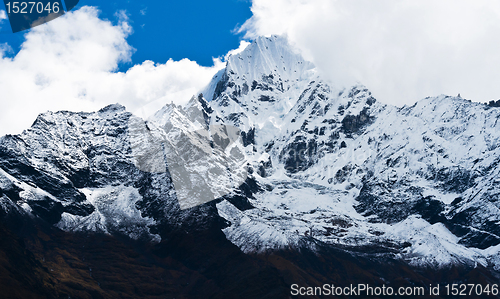 Image of Thamserku Mountain peak in Himalayas, Nepal