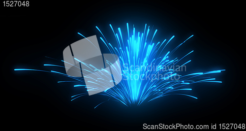 Image of Blue festive fireworks and explosions at night