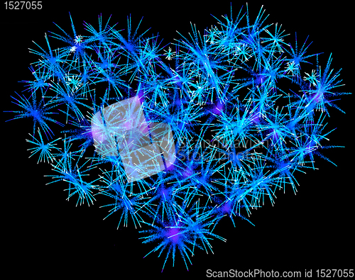 Image of Blue Fireworks heart shape for Valentines Day