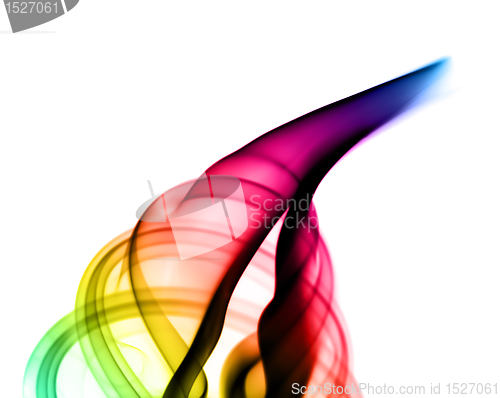Image of Abstract colorful smoke swirl on white