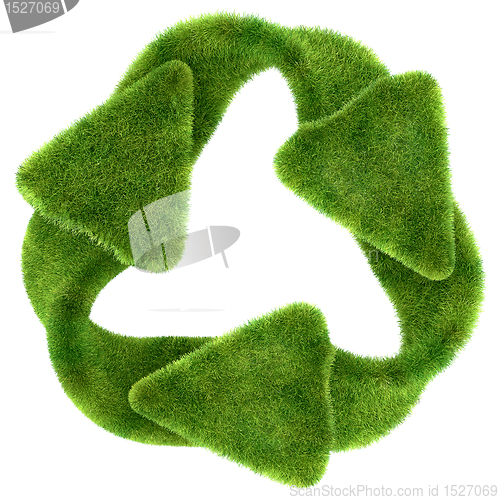 Image of Ecological sustainability: green grass recycling symbol