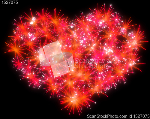 Image of Valentines Day red Fireworks heart shape