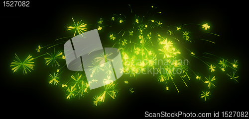 Image of Celebration: green festive fireworks at night