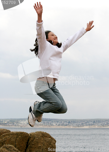 Image of Jumping happy girl