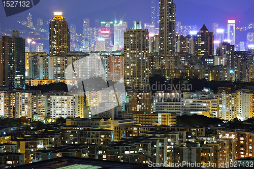 Image of building at night in Hong Kong