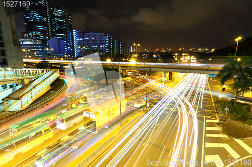 Image of traffic in downtown at night