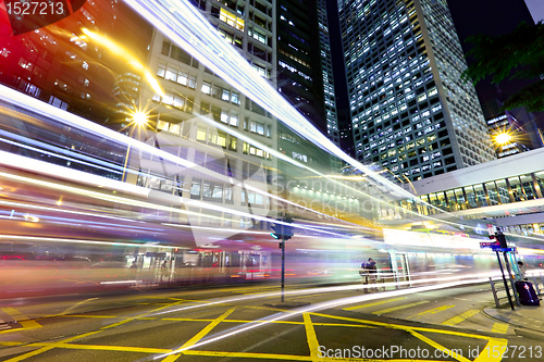 Image of traffic in downtown at night