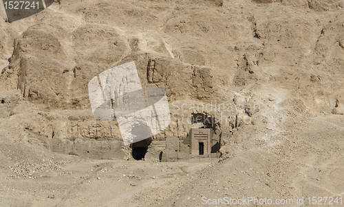 Image of rock cut tombs in Egypt