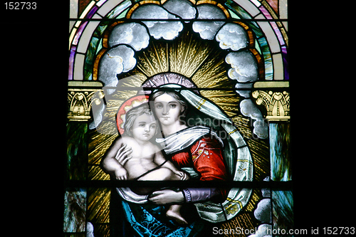 Image of Stained Glass - Mary and Jesus