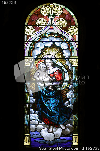 Image of Stained Glass - Mary holding Jesus