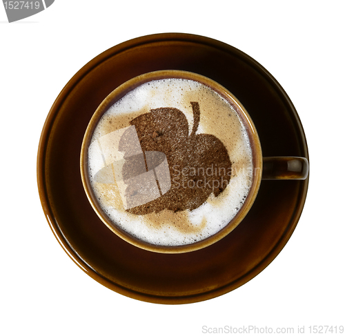 Image of brown porcelain cup with marbled milk froth