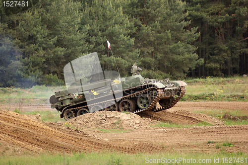 Image of offroad scenery with driving tank