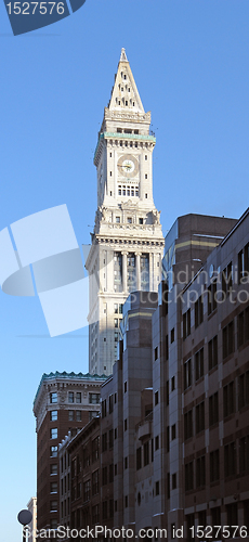 Image of Custom House tower in blue sky
