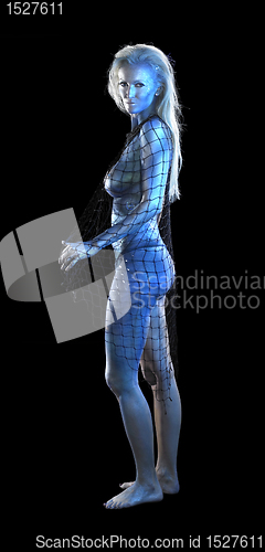 Image of blue mermaid with fishing net