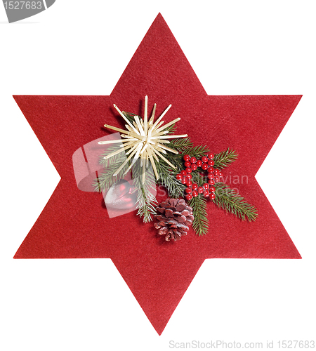 Image of red star and christmas decoration