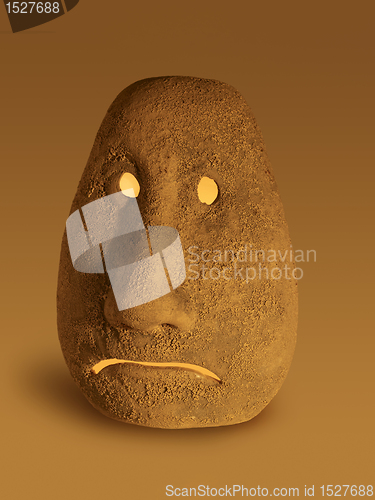 Image of illuminated sad ceramic head