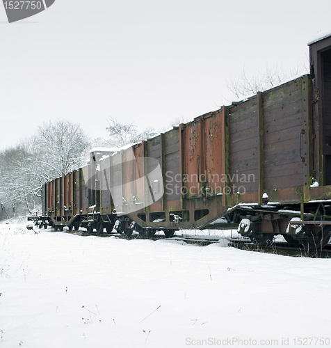 Image of old railway car at winter time