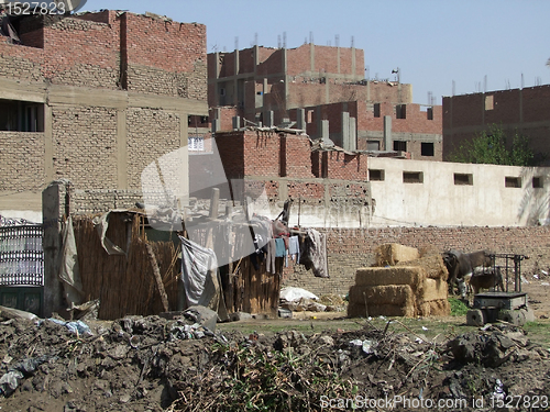 Image of slum scenery roadside in Giza