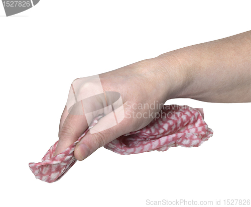 Image of hand and cleaning cloth