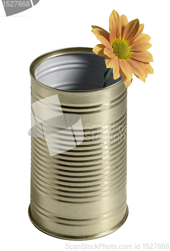 Image of tin can and flower