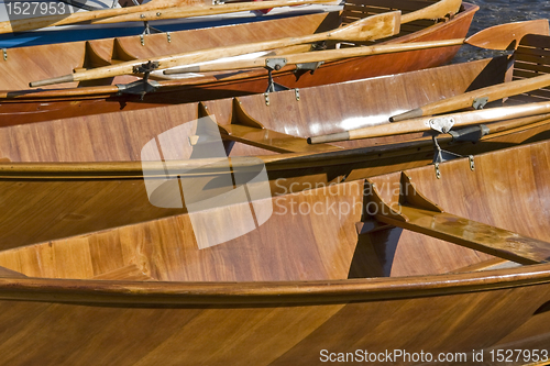 Image of wooden rowboats