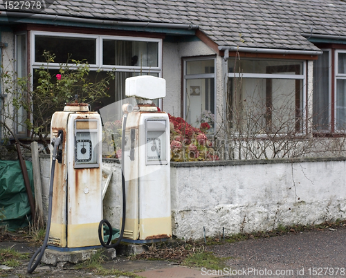 Image of nostalgic white filling station