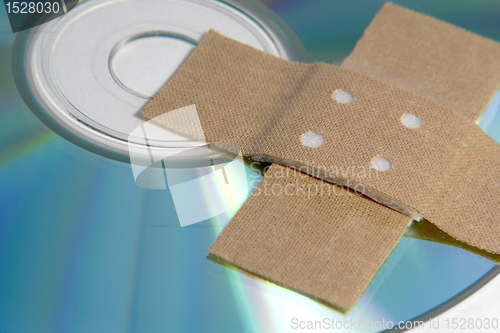 Image of adhesive plaster and CD ROM detail