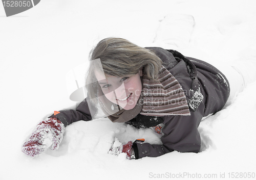 Image of girl having fun in the snow