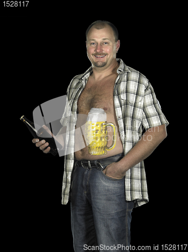 Image of man with painted beer belly