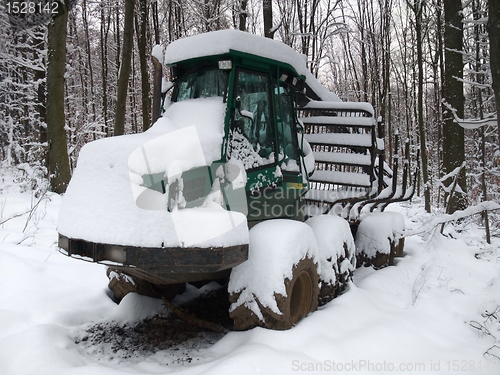 Image of snowbound timber vehicle